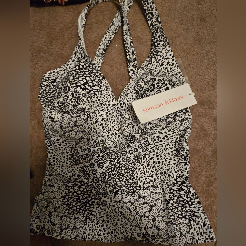 Krimson Klover Black and White Halter Top NWT
